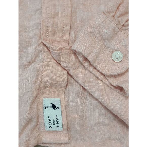 JANIE AND JACK Boy’s Pink Linen Roll-Cuff Long Sleeve Button Down Shirt Size 5 - Picture 8 of 8
